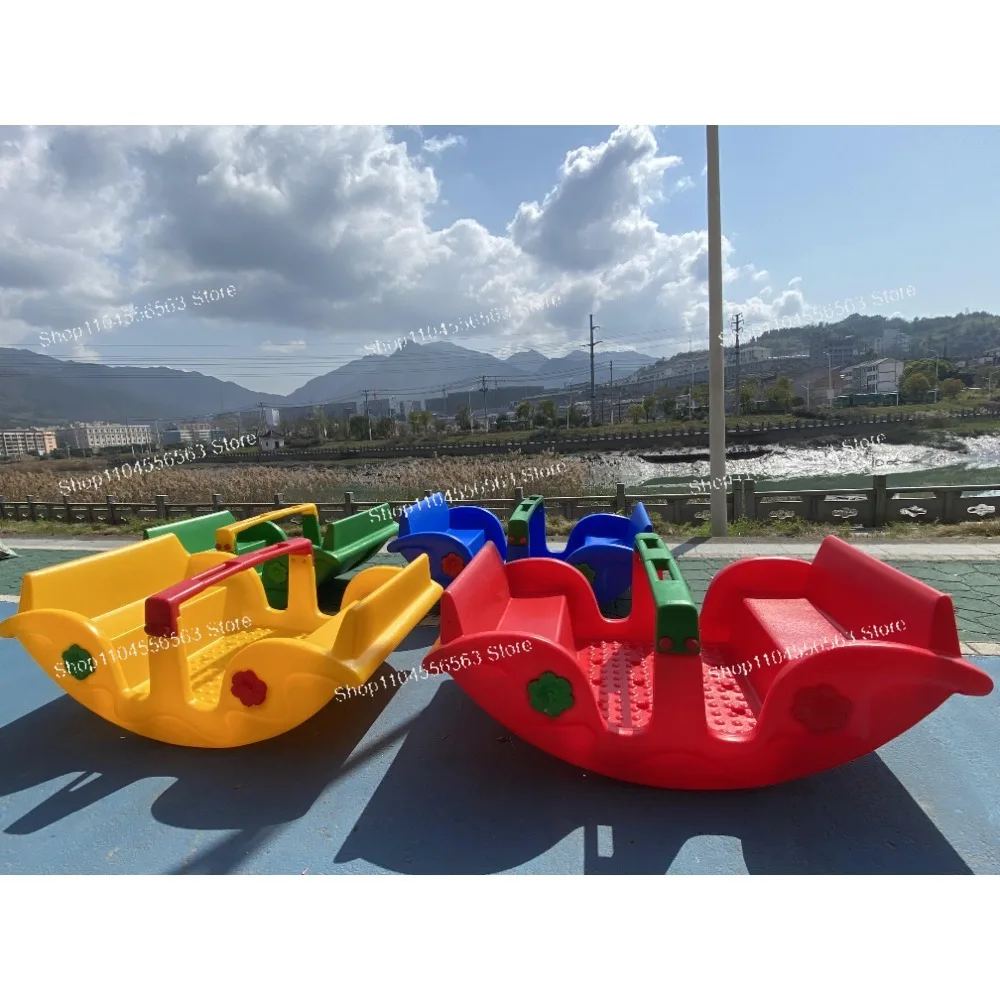 Durable Basket Shaped Plastic Seesaw High Quality 4-Person Indoor Playground Seesaws for Children