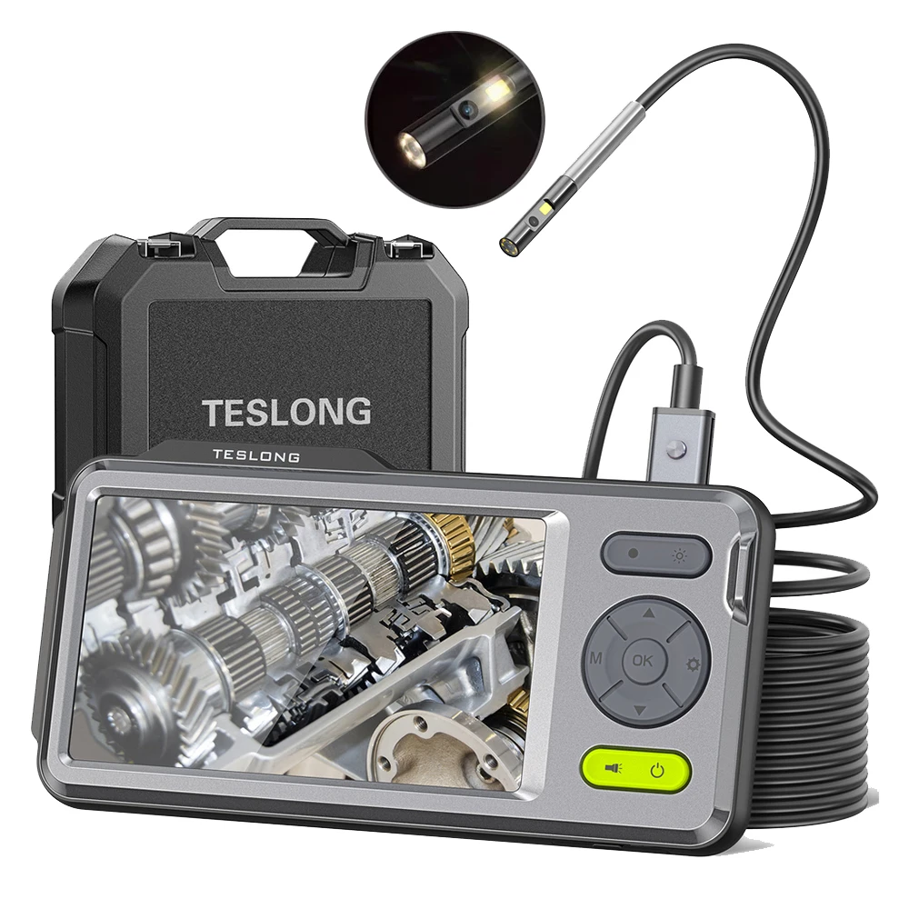 Teslong-câmera de Inspeção Endoscópio Dual Lens Boroscópio à Prova Dágua Microfone Embutido 32gb Leds 1080p Ips Screen mm