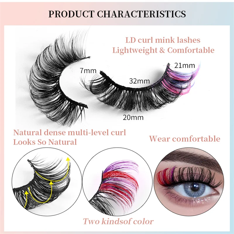 7 Pairs/Tray Multi-layer Russia curl LD-curl long and dense elongated eye tails volume false eyelashes with customizable