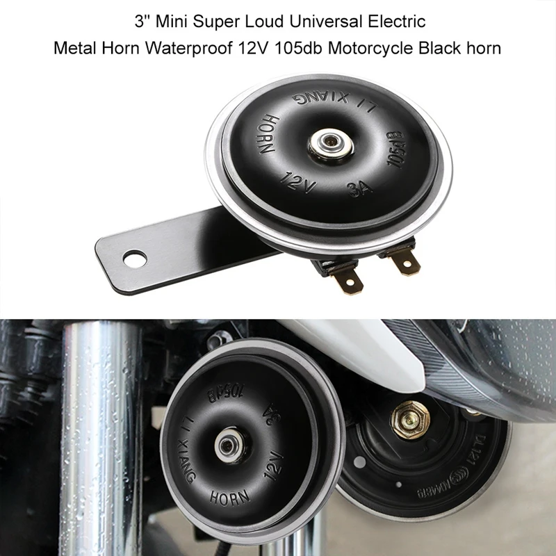 1 Pair 12V Motorcycle Electric Horn Plated Waterproof Loud Horn Motorbike Vehicle Classic Horn With Cover Universal