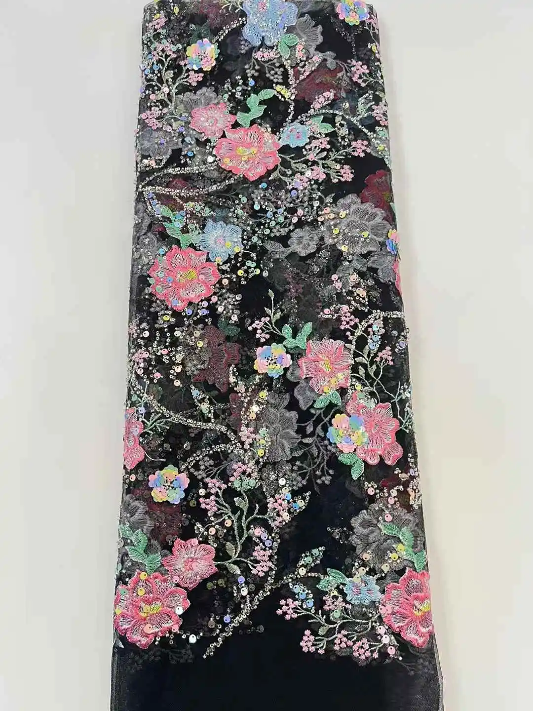 

Black African Beaded Lace Fabrics Luxury 2025 High Quality French Beads Nigerian Sequins Tulle Material For Wedding Party