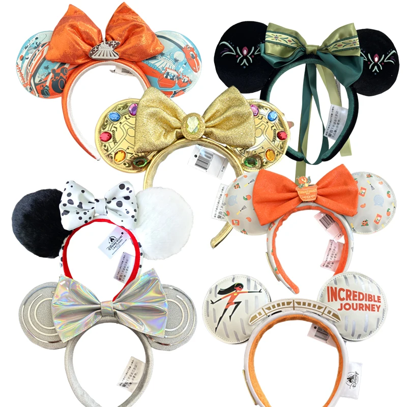 2025 Disney Mickey Mouse Headband Disneyland New Speed Silver Nimbus PU Leather Headwear Children Girl Toys Decoration