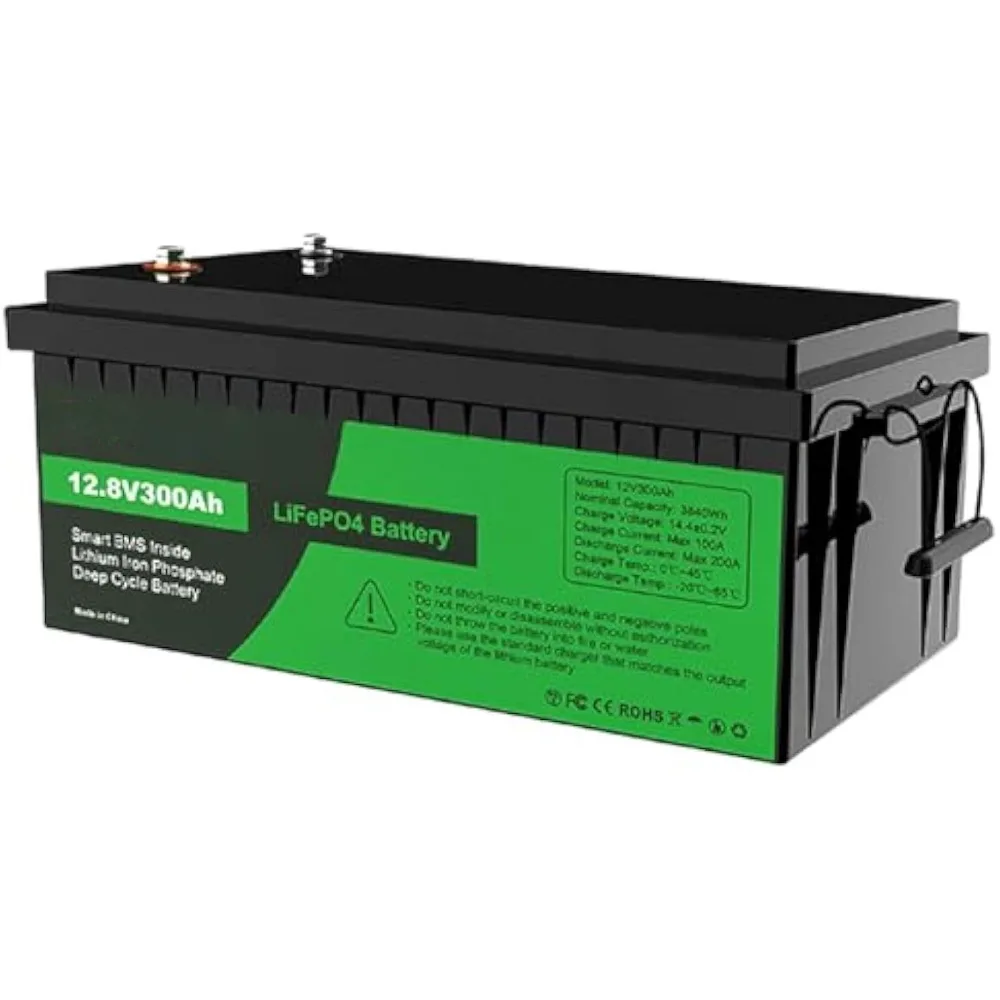 

Литиевая батарея LiFePO4 12В 300Ач, максимальная емкость 3840Втч, встроенный BMS 200А, 15000+ циклов глубокого разряда, для троллингового мотора, автодома, кемпера