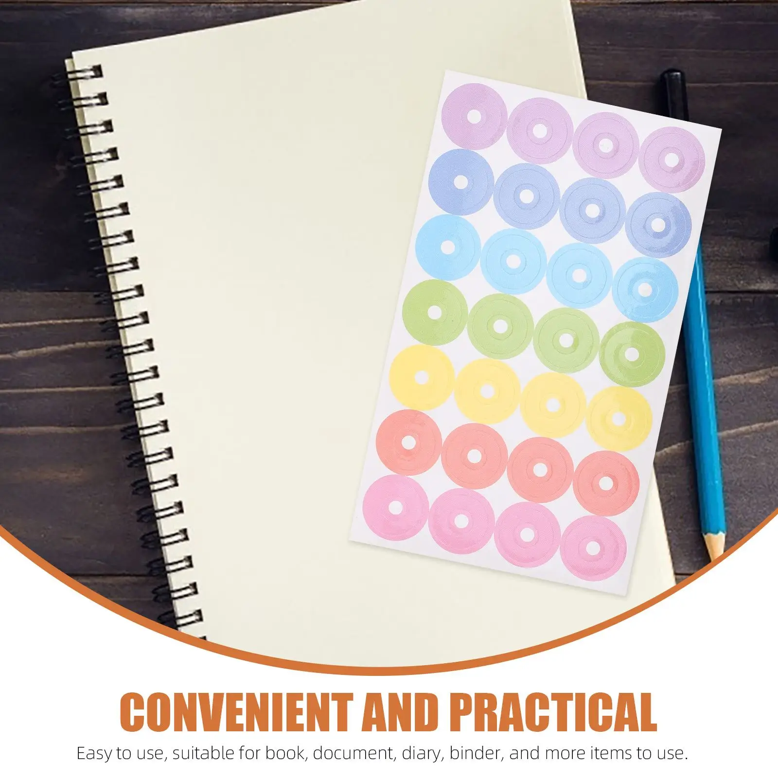 20Sheets Loose Leaf Paper Hole Stickers Binder Hole Protector Patches Self-Adhesive Perforated Punch Hole Stickers Reinforcement