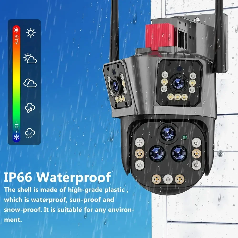 20X PTZ التكبير واي فاي كاميرا IP كاميرا مراقبة في الهواء الطلق تتبع السيارات خمسة عدسة ثلاثة شاشة PTZ 20MP 10K كاميرا فيديو 360 °   كام