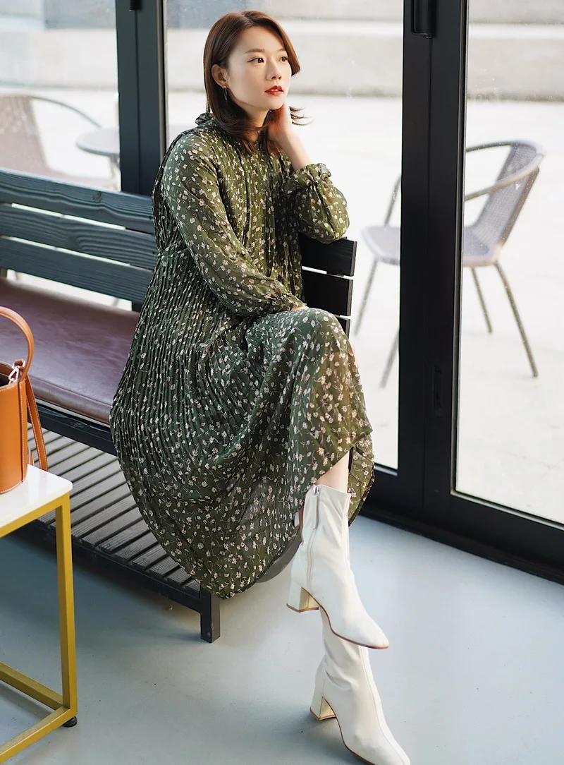 กระโปรงพลีททรงเอ ยาวคลุมเข่า สไตล์วินเทจ สีขาว สำหรับผู้หญิง