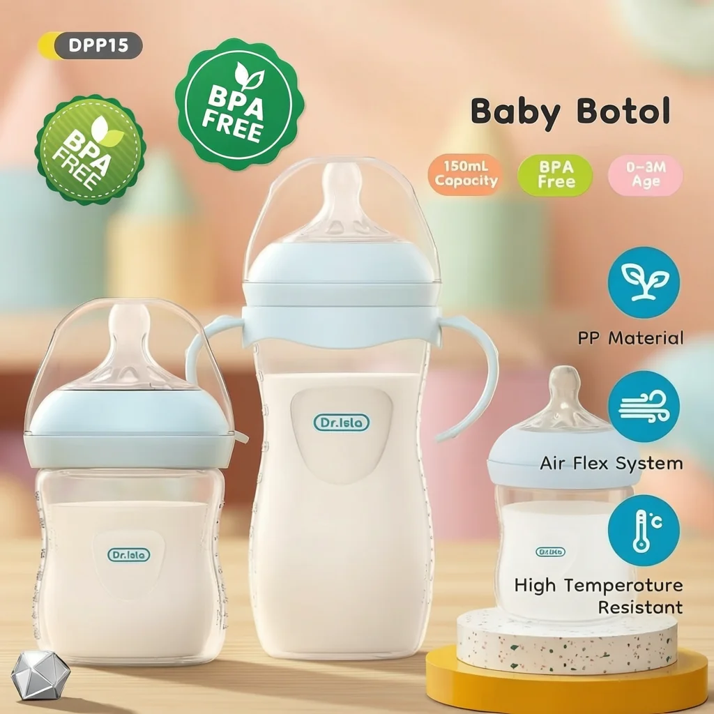 Garrafa de PP para bebês, 150/240/330ml, garrafa para bebês recém-nascidos com alça, garrafa de leite, suprimentos para alimentação de bebês recém-nascidos, sem bpa