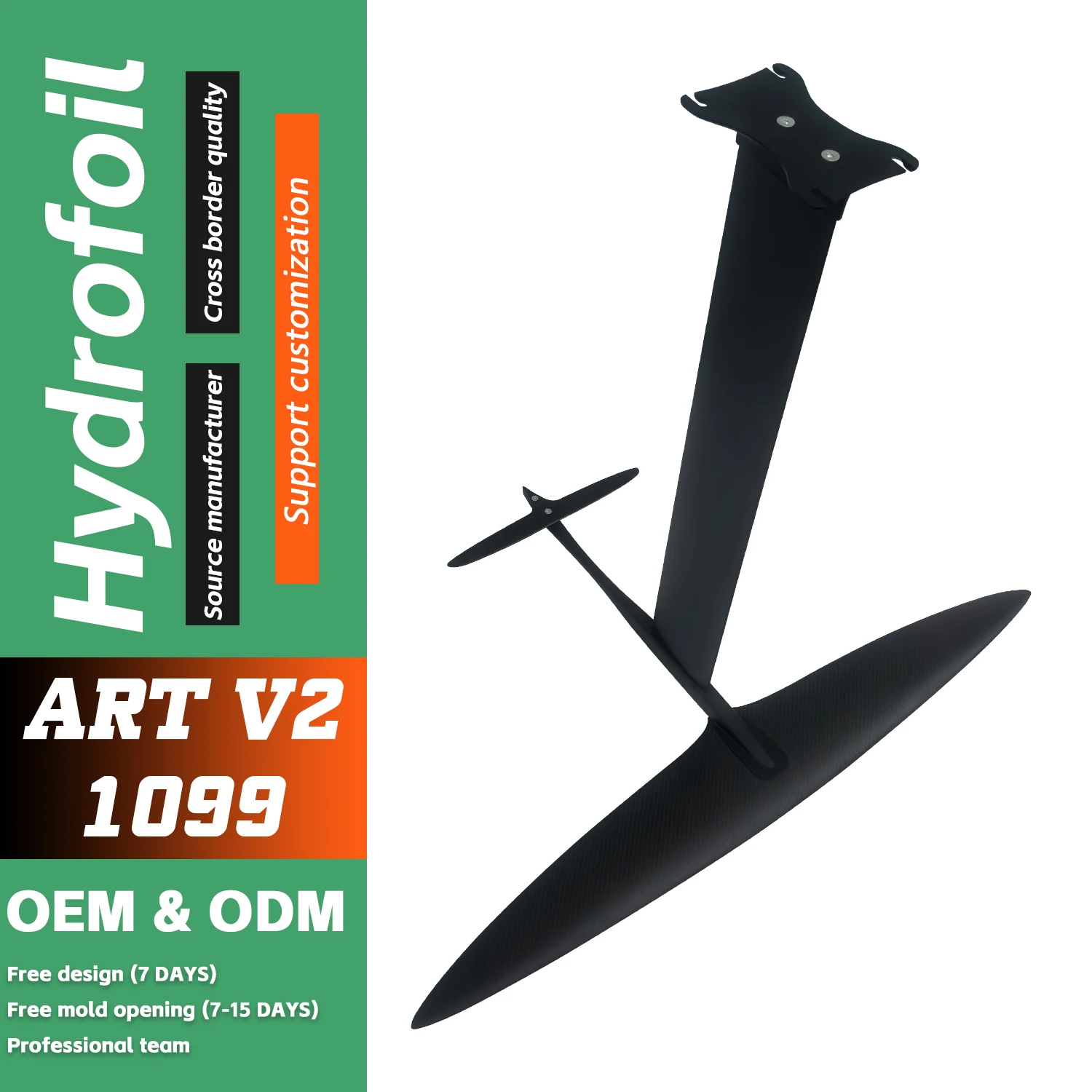 

High-Performance Art V2 1099 1220cm2 Carbon Fiber Front Wing Hydrofoil Factory Direct Sales for Paddle Board Surfing