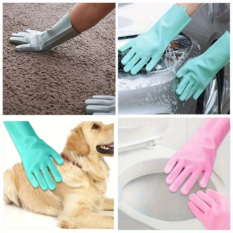 Multifunctional Silicone Pet Grooming Gloves Hair Remover Brush Dog Cat Bath Scrubber Cleaning Supplies view 2
