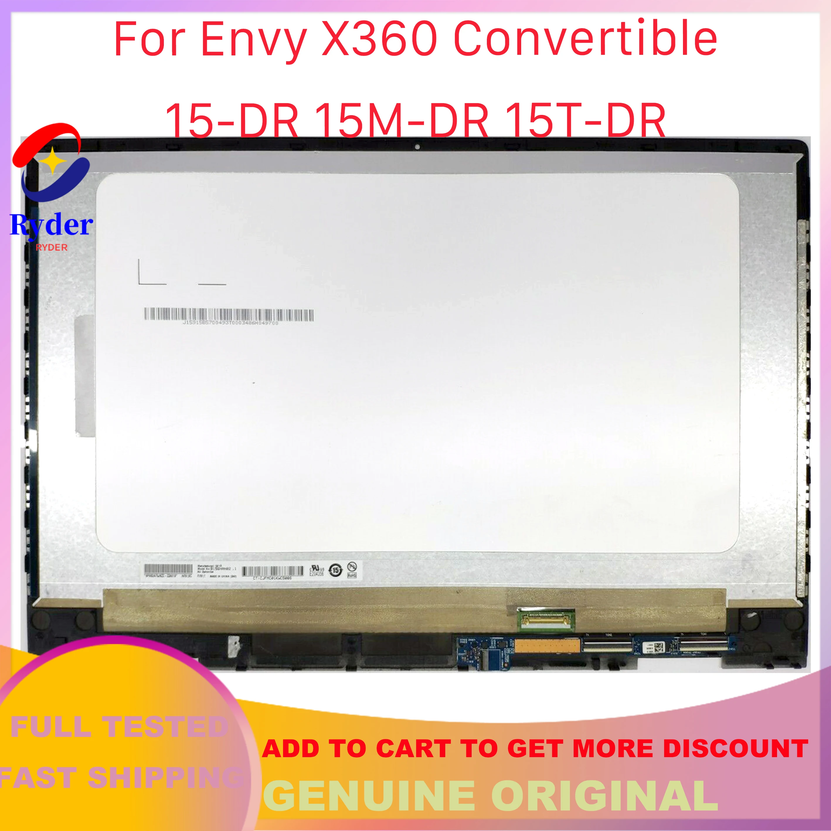 Imagem -03 - Original 15.6 Original Lcd Display Lcd Painel de Vidro da Tela de Toque Digitador Assembléia de Substituição para hp Envy X360 15-dr 15-dr0994nz 15m-dr