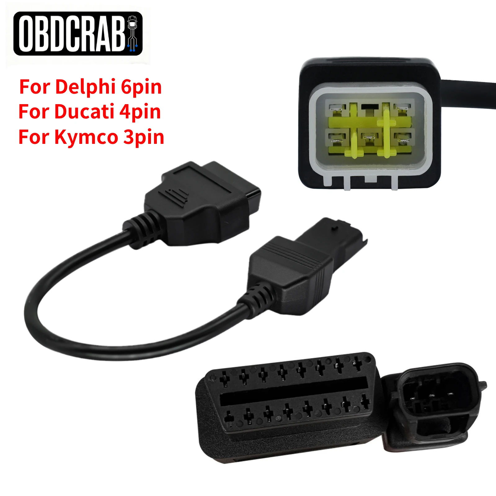 

Диагностический кабель для мотоциклов Delphi 6pin, Ducati 4pin, Kymco 3pin, адаптерный кабель OBD2 для мотоциклов.