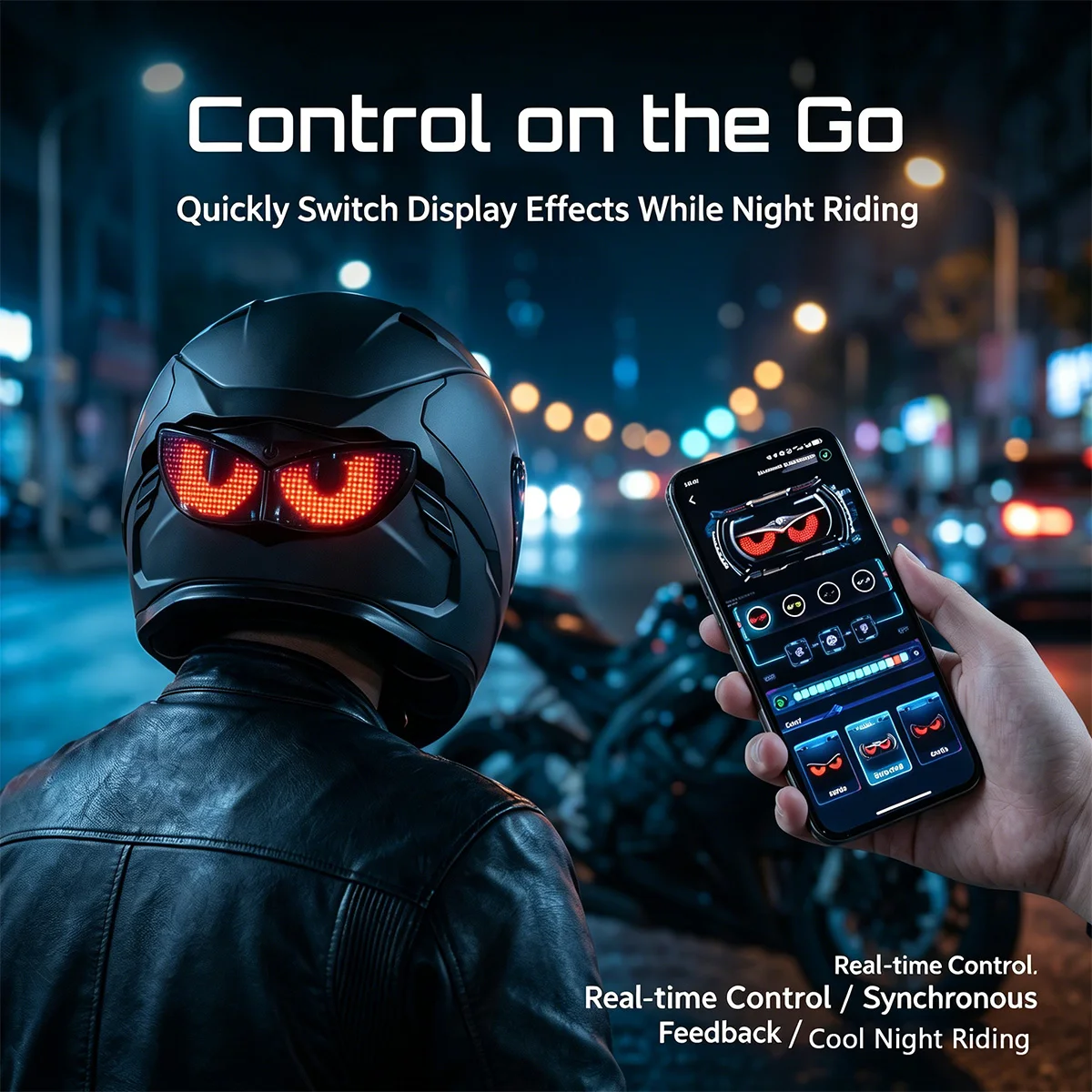 

1pc APP Smart LED Helmet Eyes Light, Customizable Pattern Display Helmet Rear Warning Light Bicycle taillights, demon eyes