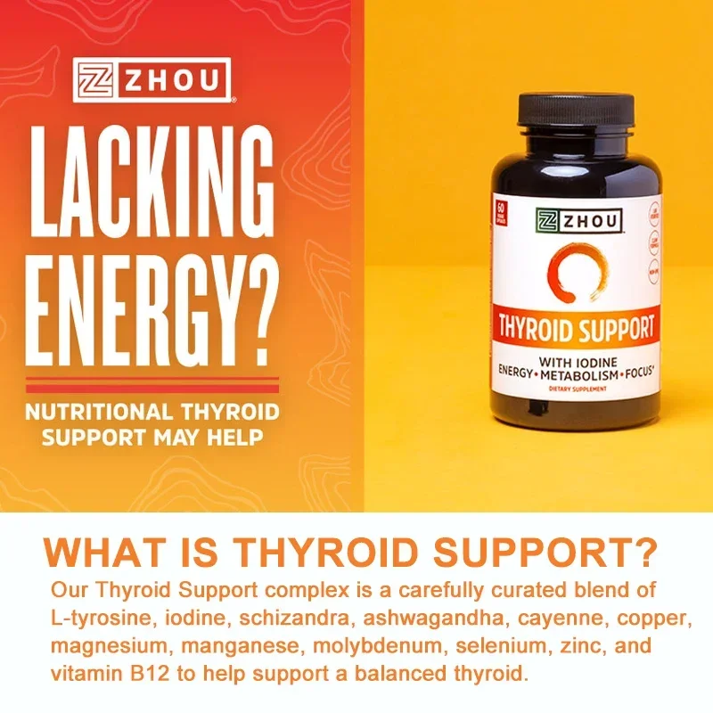 Premium Complex Capsules for Thyroid Support and Relieve Fatigue with Iodine, Magnesium, and Vitamin B12