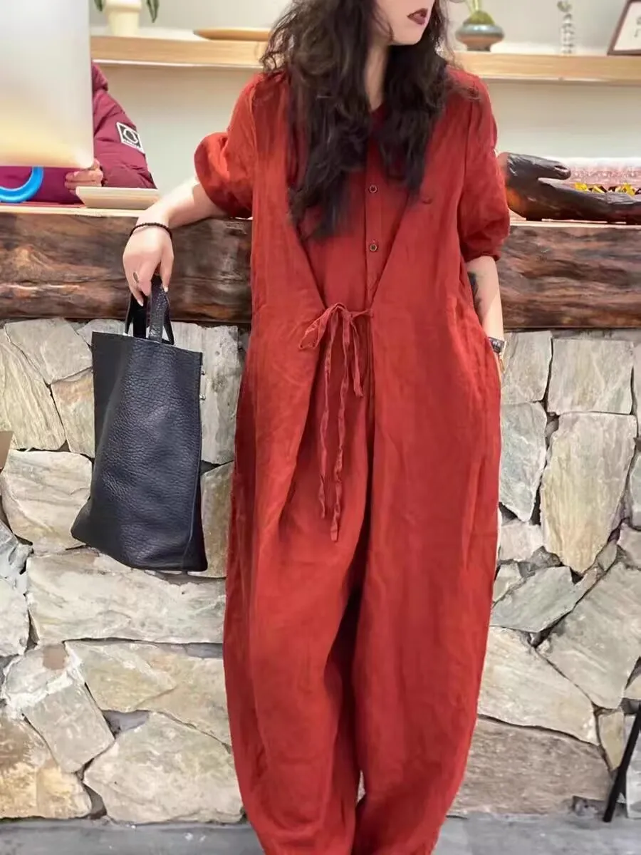 

Ретро-комбинезон в стиле рабочей одежды с эффектом высокого качества, женский, модный, с поясом, повседневные брюки, трендовые, больших размеров, весна-осень, новая модель