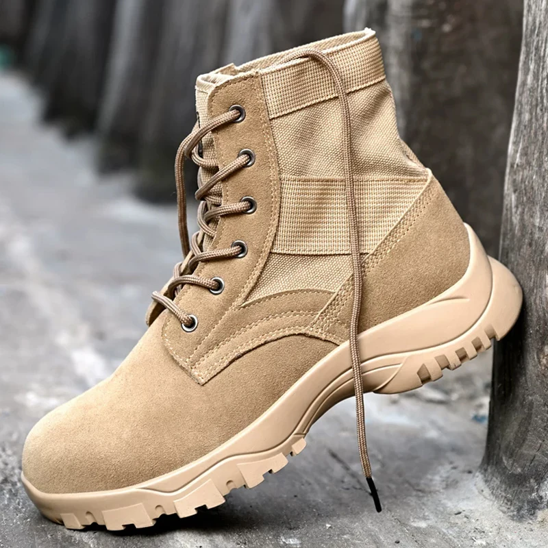 Outdoor High Top Safety Boots Men Anti-Smash Anti-Puncture Work Boots Anti Scald Welding Boots Protection Shoes Desert Boots