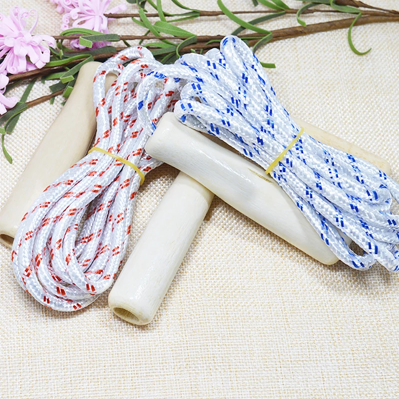 1 Pcs Wooden Handle Skipping Rope Color Random Gym Fitness Equipment School Group Sports Multi Person Jumping Rope