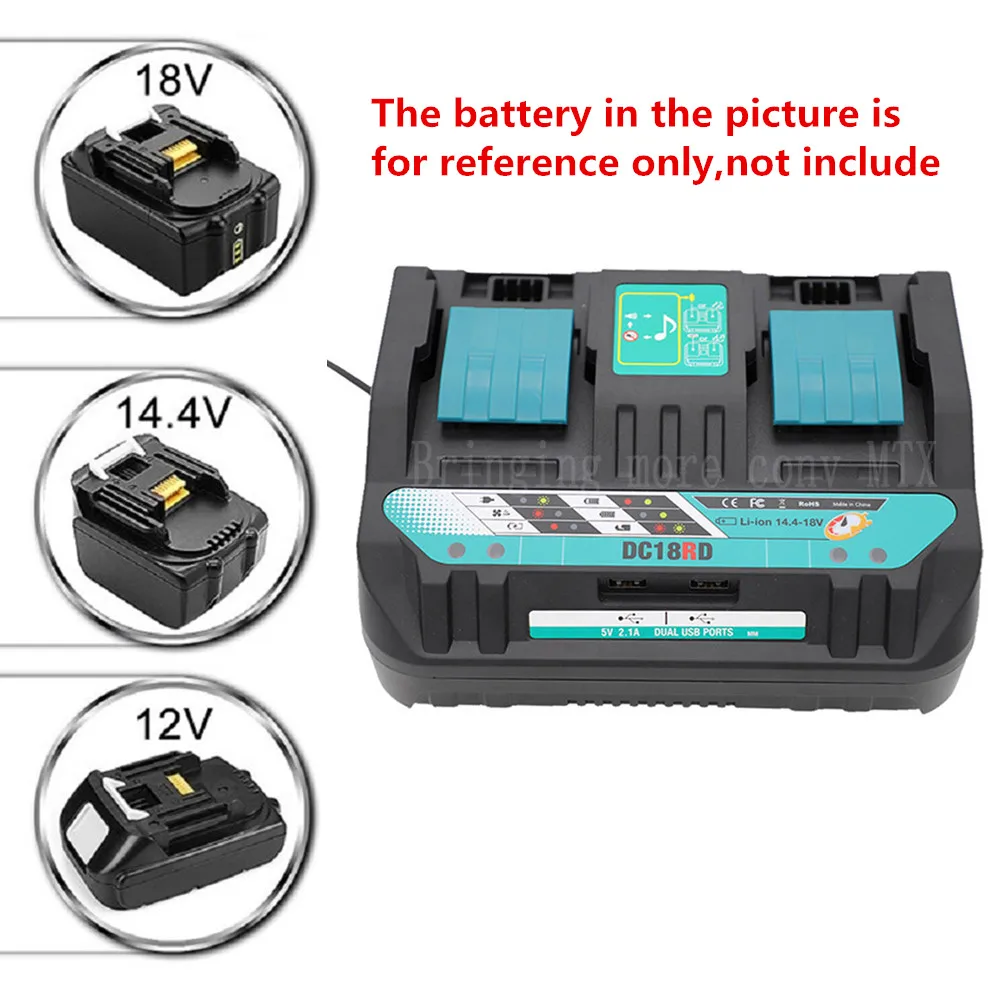 Double Port Li-ion Battery Charger 4A Charging Current for Makita 14.4V 18V BL1815 BL1830 BL1840 BL1850 Bl1430 DC18RC DC18RA