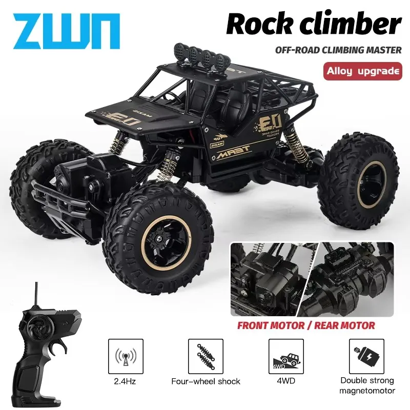 Voiture RC ZWN 1:16 4WD avec lumières LED, télécommande radio, buggy tout-terrain, camions télécommandés, jouets pour garçons, pour enfants