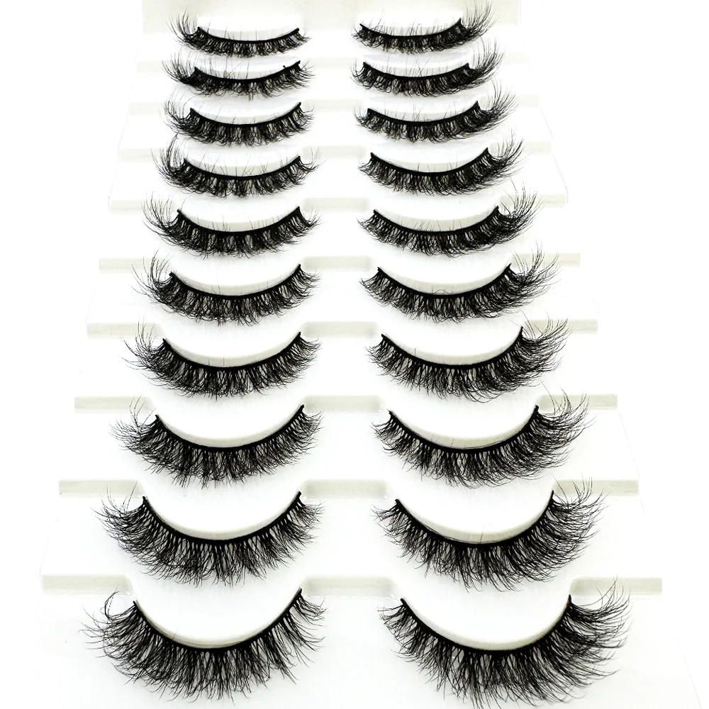 10 Paar Mix-Wimpern aus Nerz, flauschig, dramatisch, falsche Wimpern, natürlich, lang, künstlicher Nerz, dünne, künstliche Wimpern, sieht aus wie Verlängerung XH01 – Detail 12