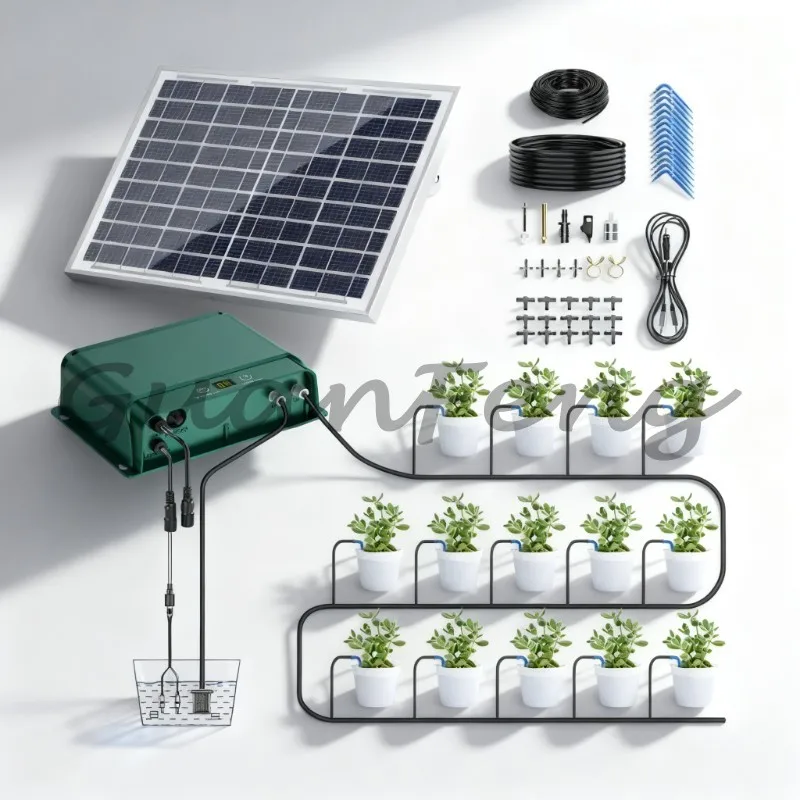 Solar Automatic Plant Self‑Watering Irrigation System, Auto Watering Device for Balcony Plant Bed & Household Green Plants