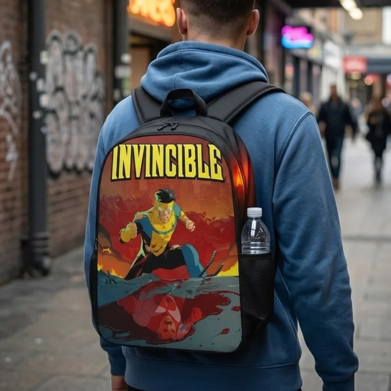 Invincible Hero Print Backpack Men Rucksack Comic Omni Mark Children School Bags for Teenager Daypack Laptop Backpacks Bookbag