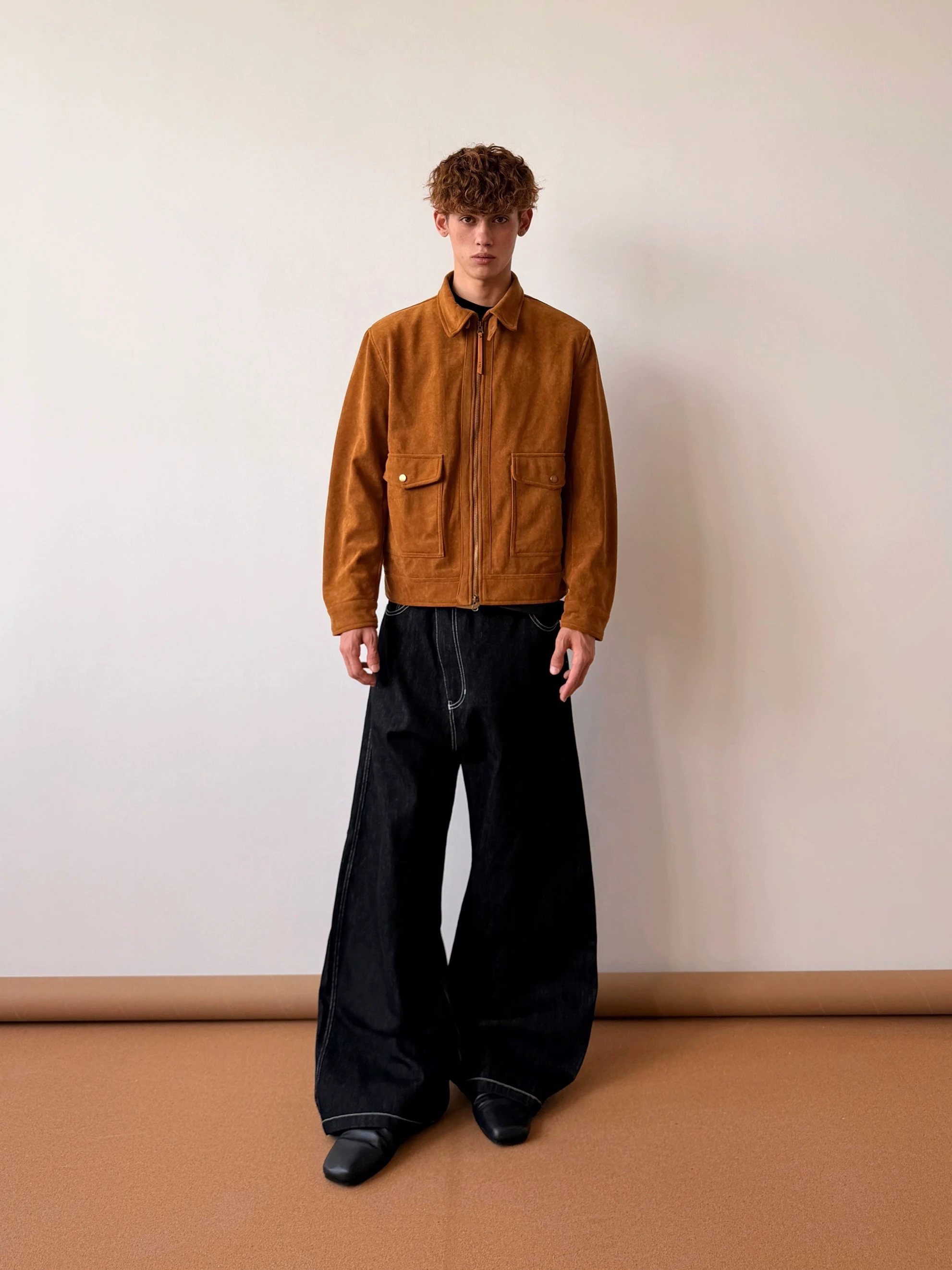 

Retro American Sle Suede Jaet Casual Collar Men's Outerwear Comfortable Breathable Warm Youth ular Commute Windbreaker