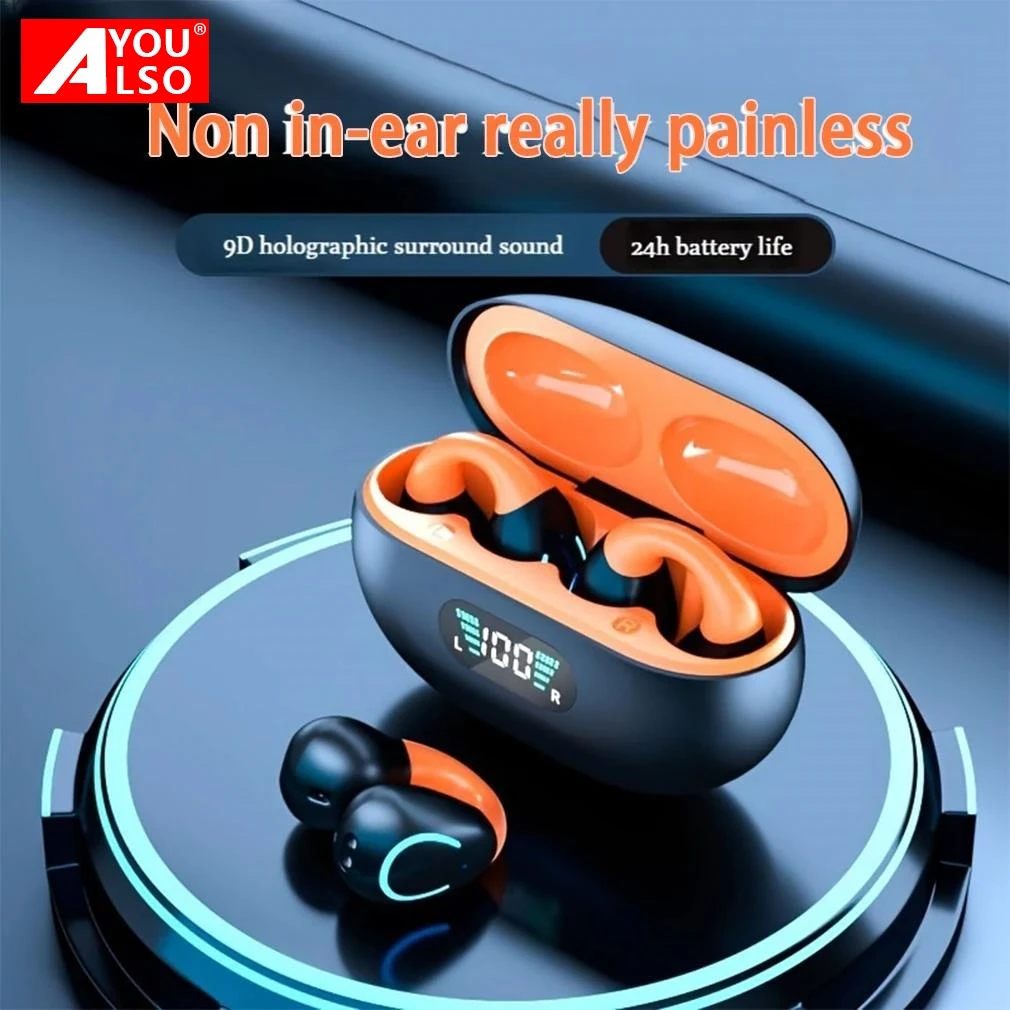

Original buds 4 Pro Clip on Bluetooth Earphone Wireless Headset 9D Surround Sound Earbuds Earclip Sport Touch Headphones