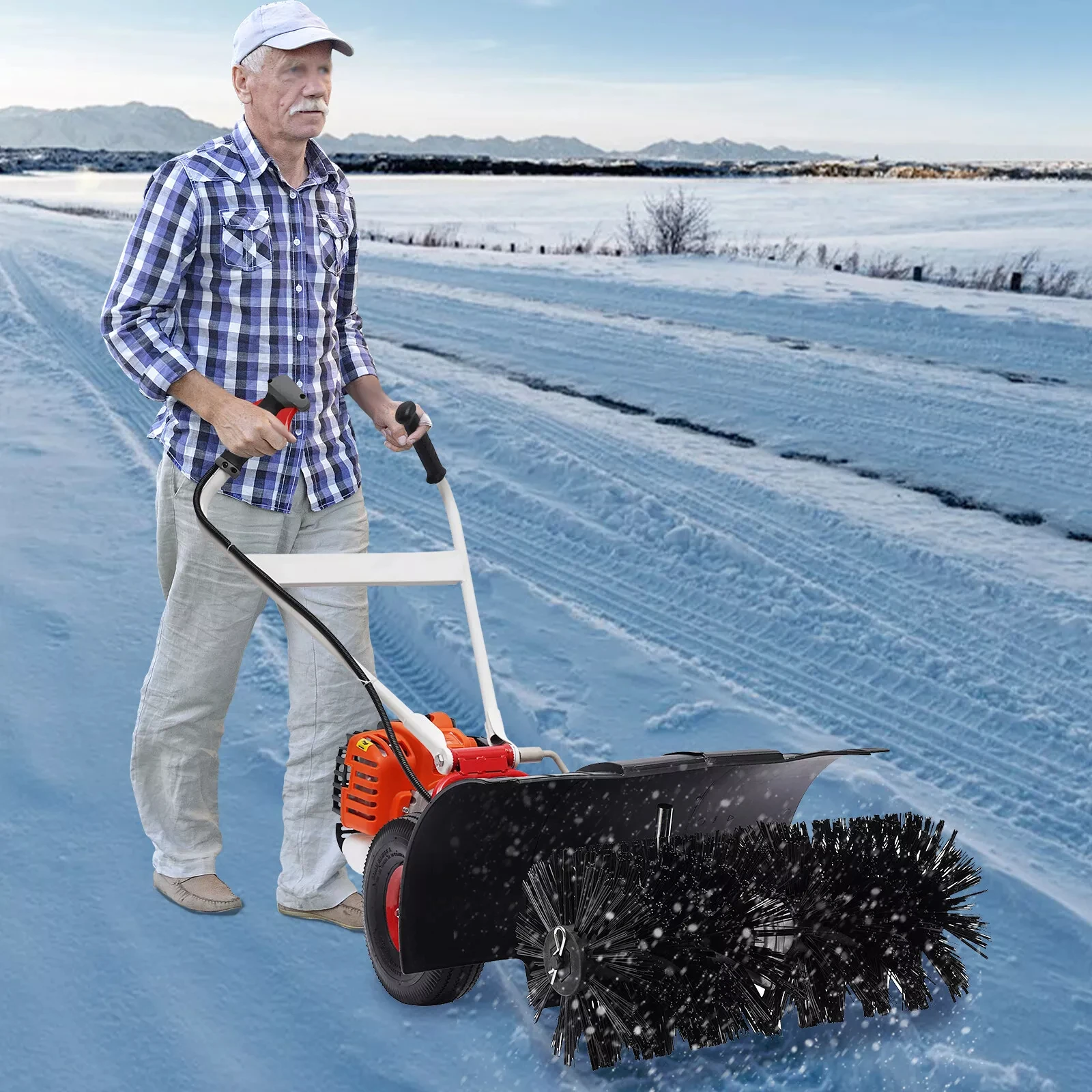 

52cc Two-Stroke Snow Blower with Dual Handles - Powerful and portable, ideal for driveways and sidewalks!