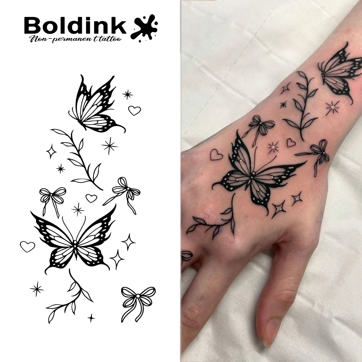 

Boldink Butterfly&Element Temporary Tattoo, New Technology, Magic Waterproof Semi Permanent Sticker
