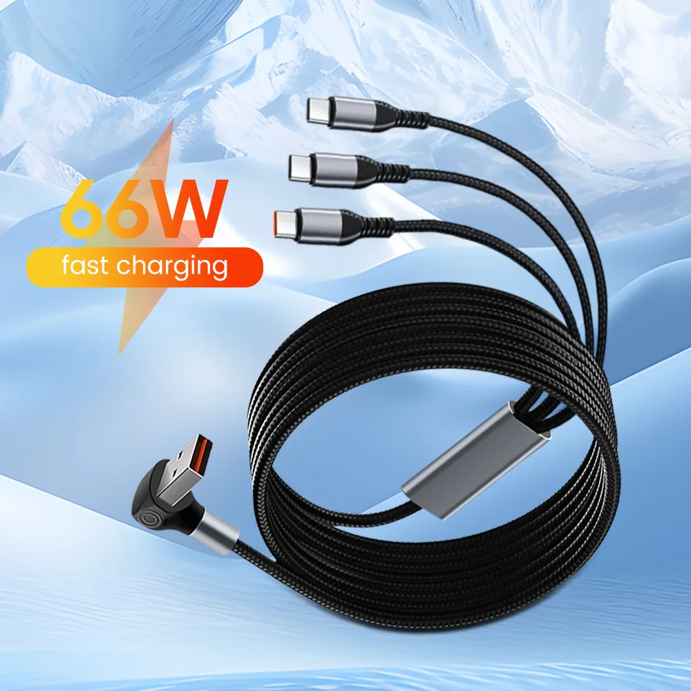 3-in-1 USB Super fast charging data cable For iPhone Huawei Xiaomi mobile phone data cable charging cable