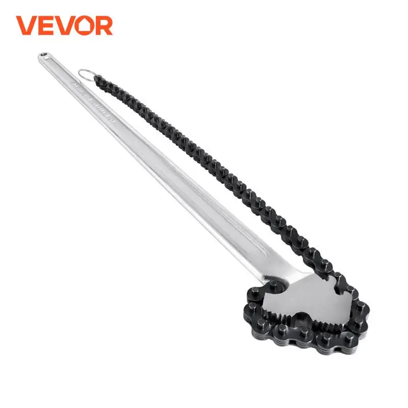 VEVOR 24in Pipe Chain Wrench w/ 6.7in Dia Capacity Carbon Steel Heavy Duty Manuel Strap Oil Fuel Filter Wrench Hand Removal Tool