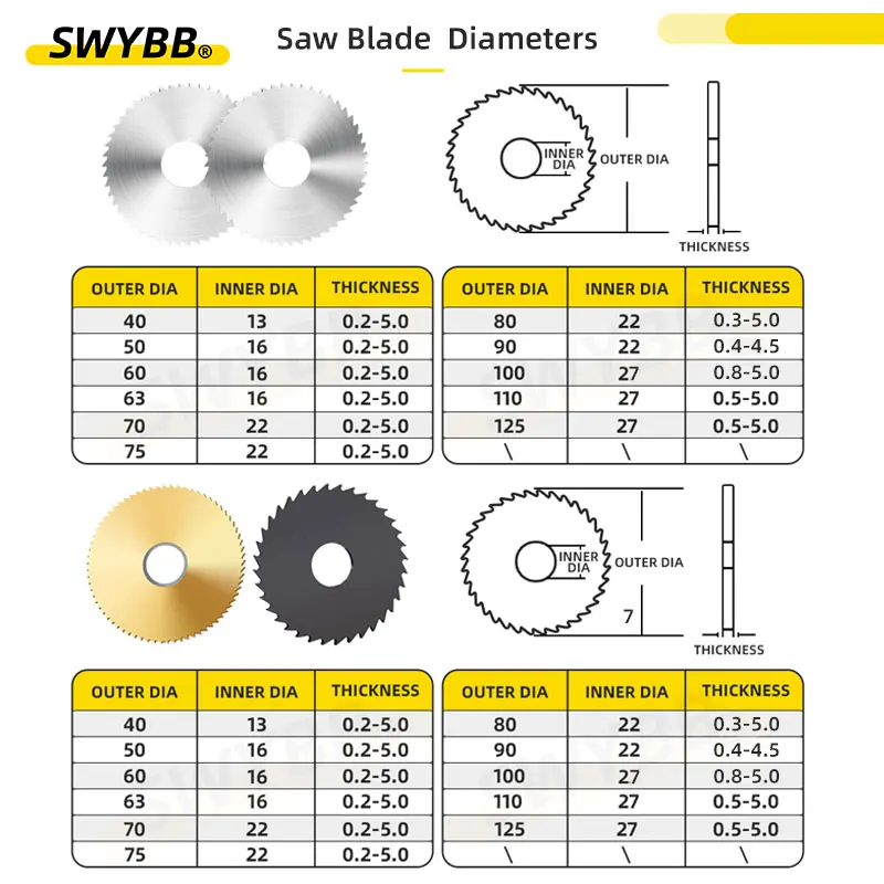 Saw Blade Circular MIlling Cutting Tool CNC Slot Machining Carbide HSS TiN Black Coating 40 60 63 75mm Slitting Metal Steel