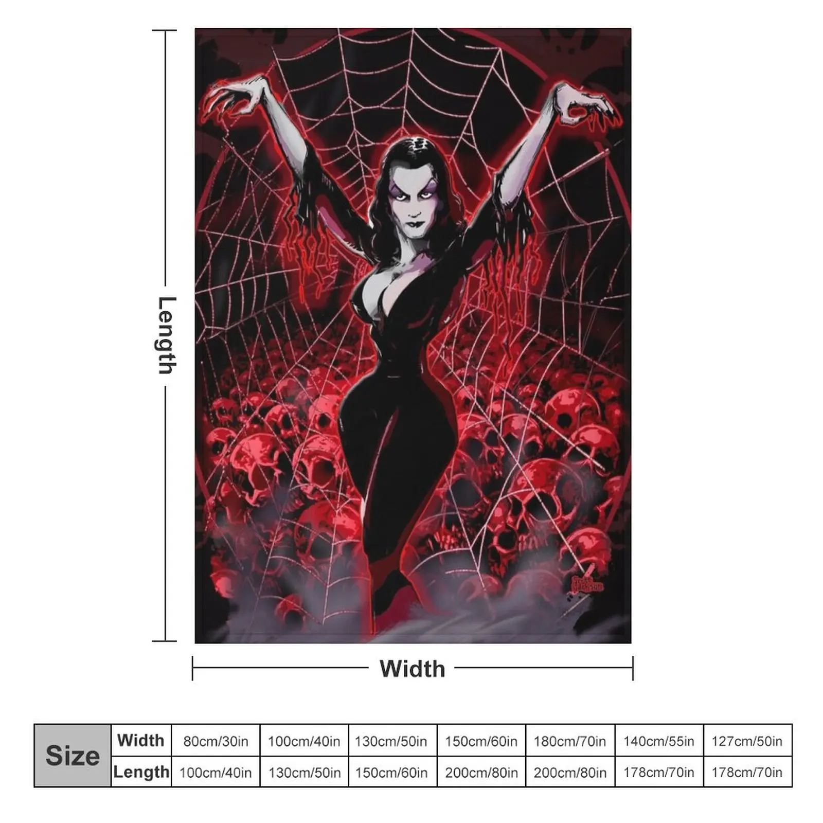 Vampira Spider web gothic Throw Blanket blankets ands Flannel Blankets