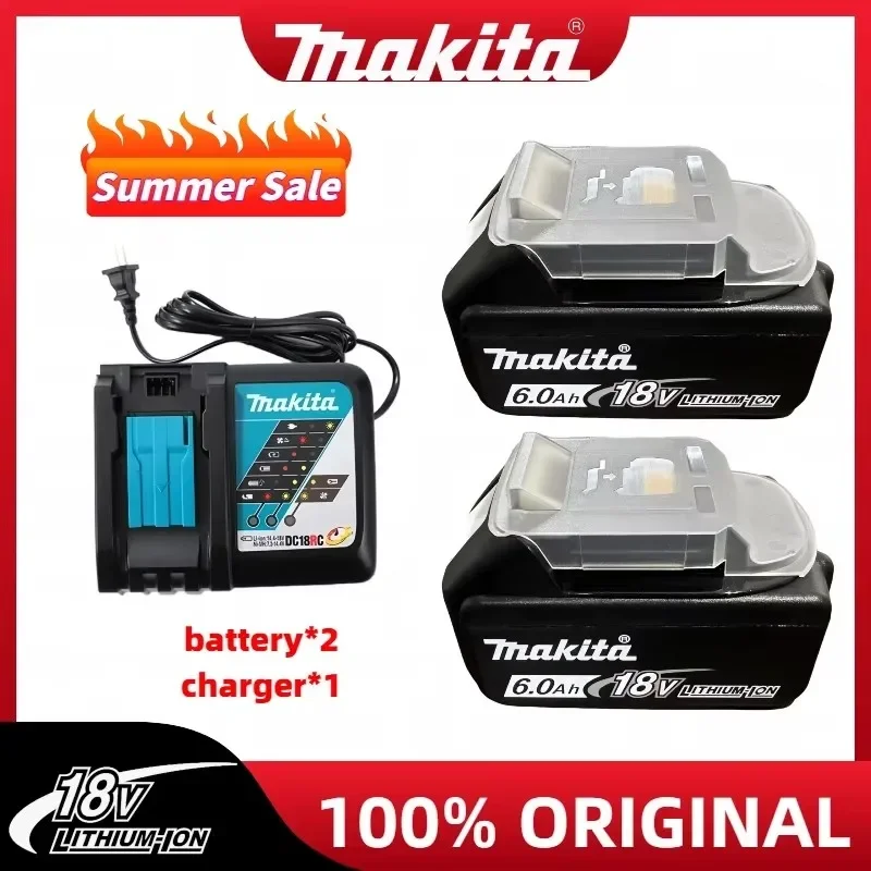 

Original Makita 18V BL1860B 6.0Ah rechargeable battery for Makita power tool DDF487 DTW285 DTW700 DHR183Z with Charger
