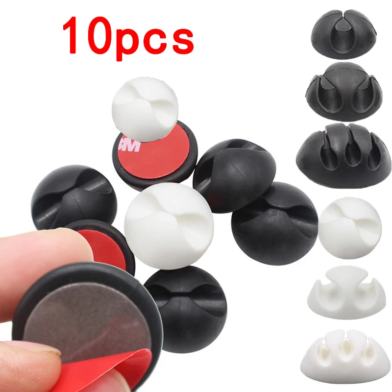 

10pcs Cable Organizer Silicone USB Cable Management Clips Desktop Wire Manager Cord Holder Headphone Mouse Bobbin Winder