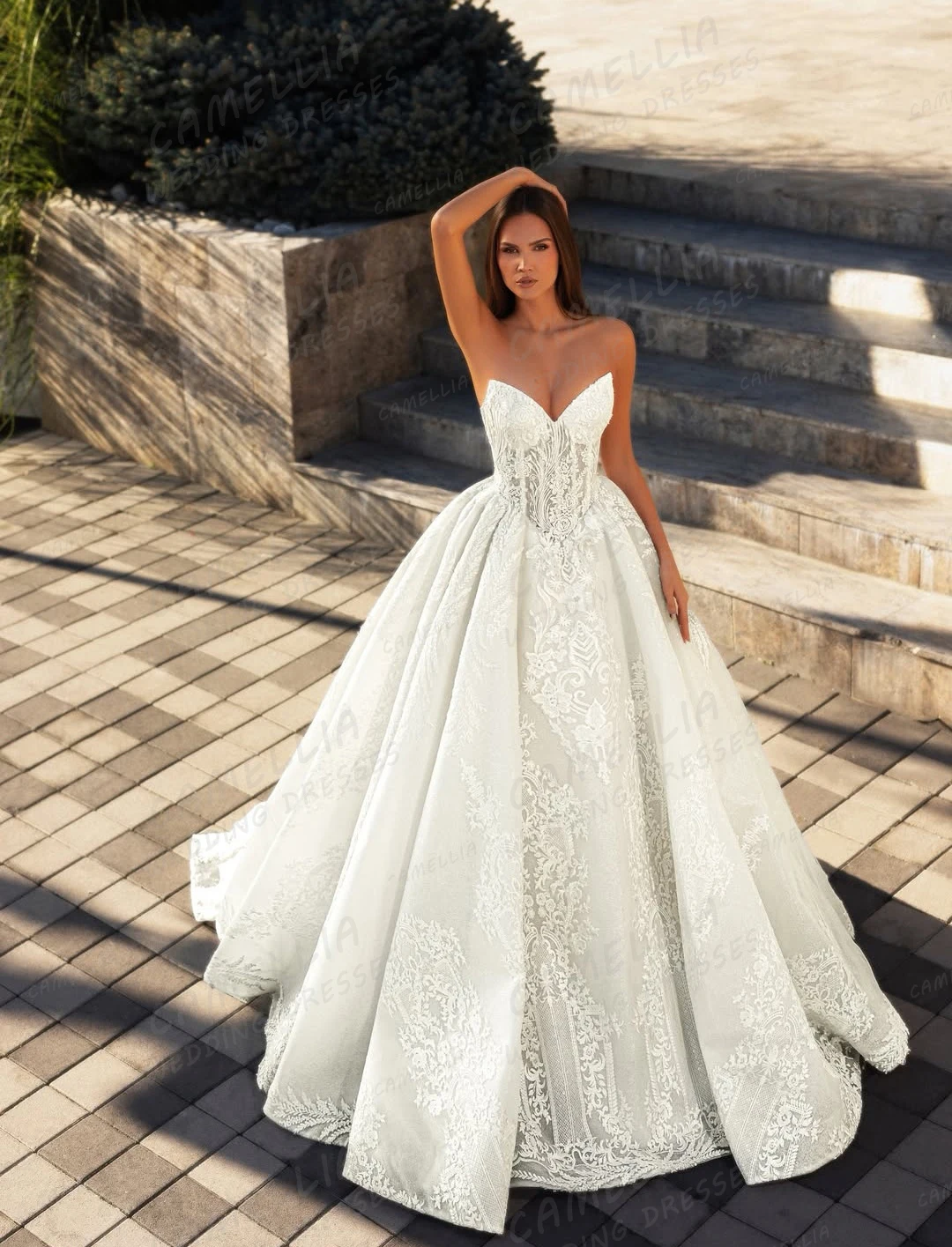 Wykwintne suknie ślubne w kształcie litery A, seksowne, z koronkowymi aplikacjami, suknie balowe dla kobiet, falbany, Vestidos De Novia, szyte na miarę.