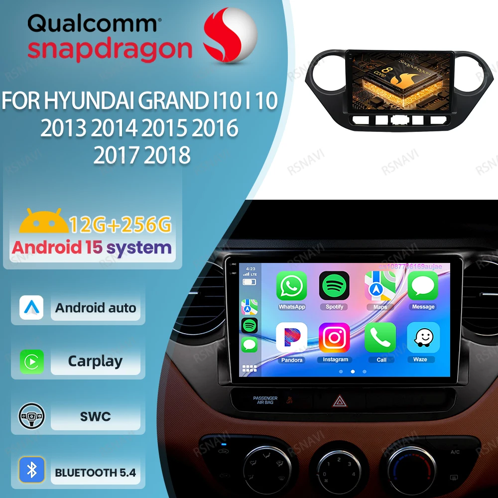 

Автомобильный радиоприемник Android 15 для Hyundai Grand I10 I 10 2013 2014 2015 2016 2017 2018 4G LTE Viedo Player Qualcomm QLED DVD 5G WIFI BT