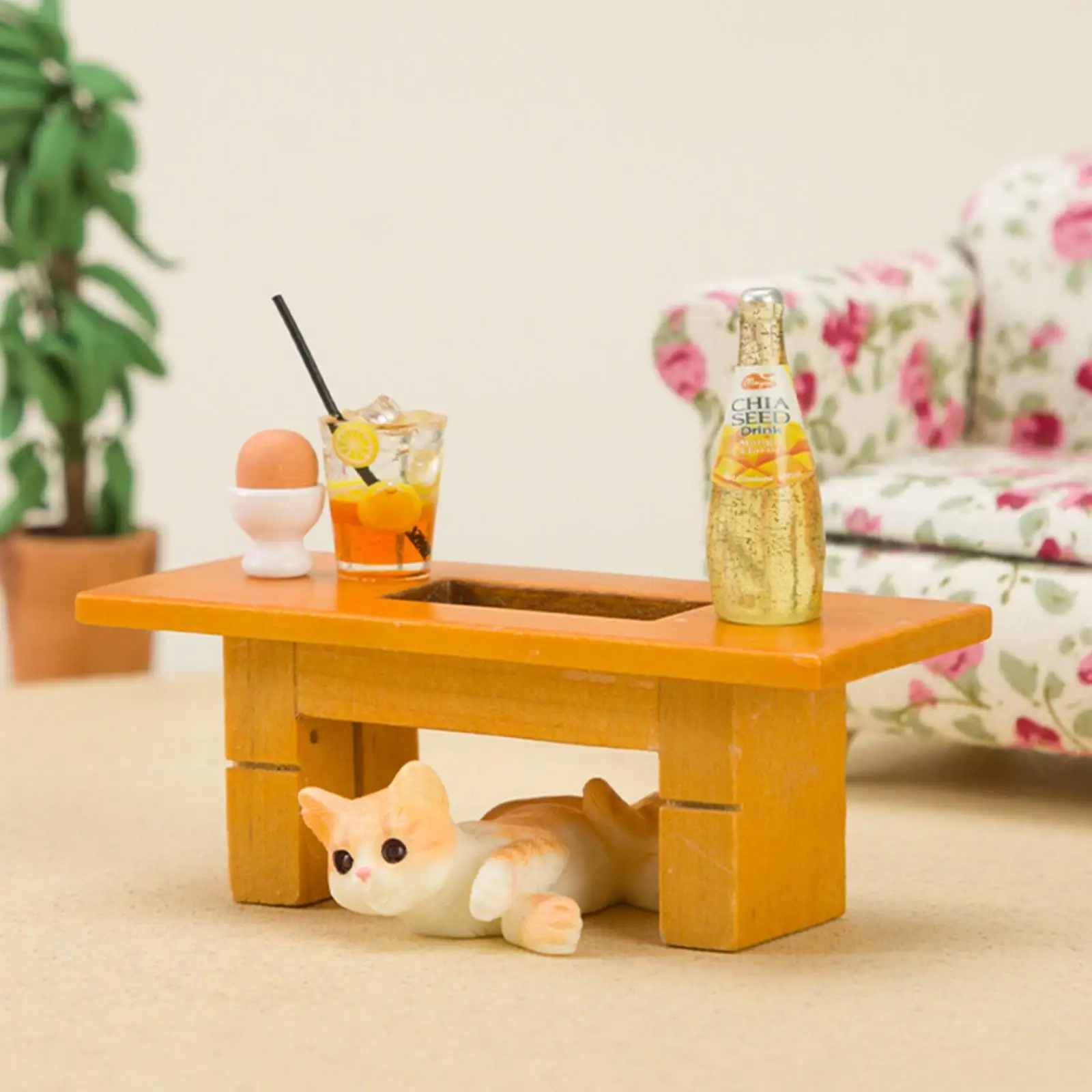 Miniature Table, 1:12 Miniature End Table, 1/12 Scale Wooden Furniture, for Living Room - view 4
