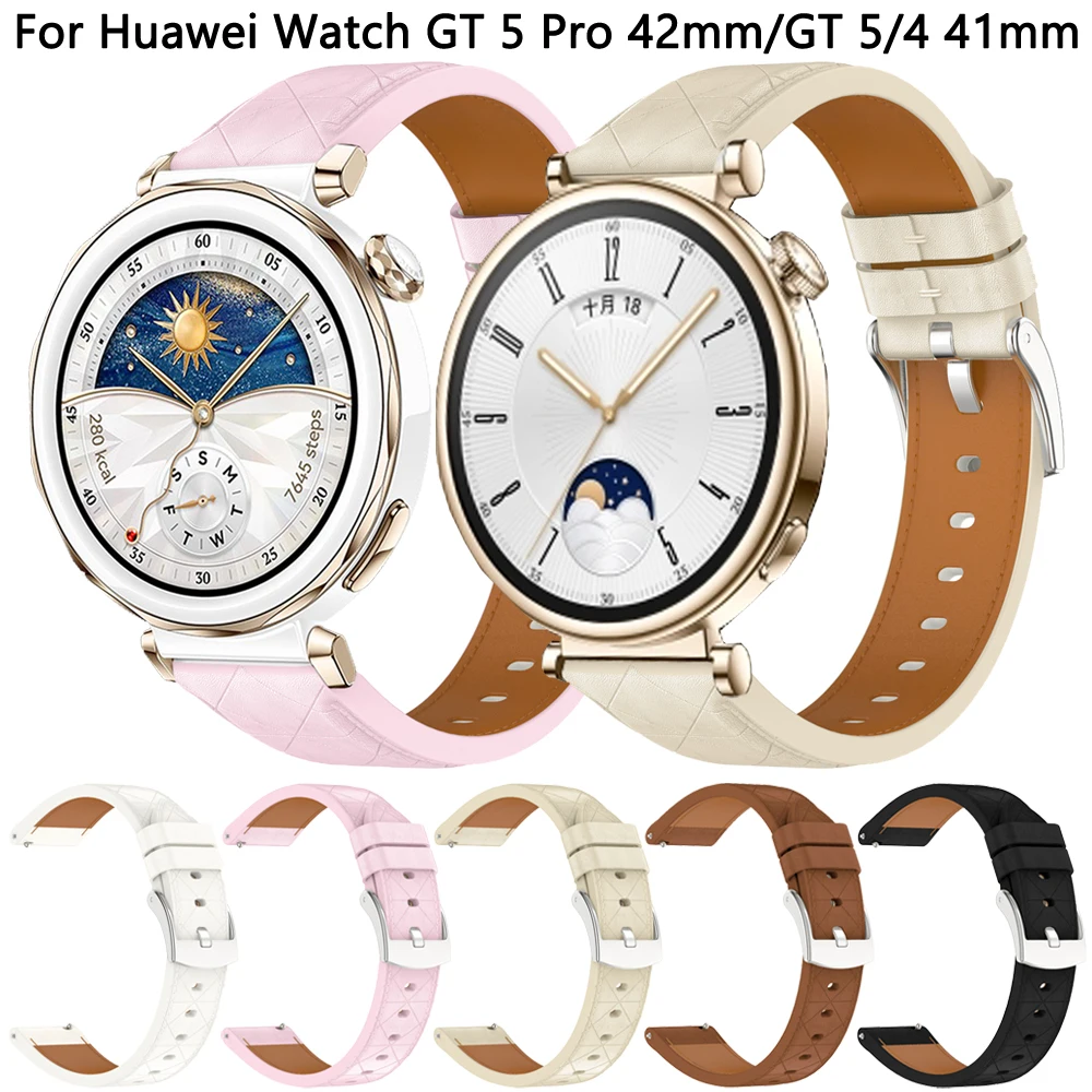 18mm Leather Watch Band For Huawei Watch GT 5/GT 4 41mm Smartwatch Strap for Huawei GT5 Pro 42mm Women Bracelet Wristband Correa