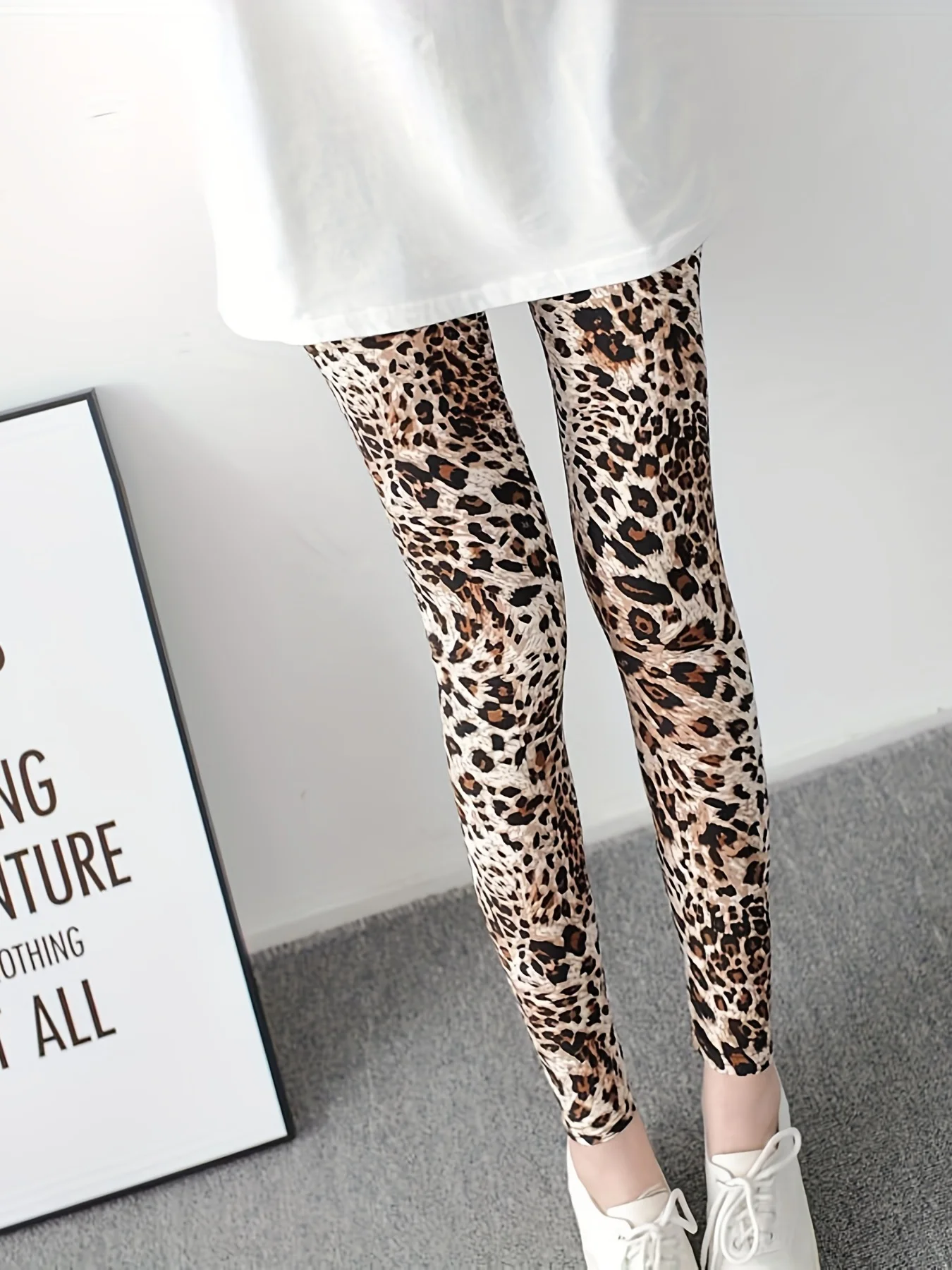 New European and n leopard print sanded comfortable leggings tight casual women\'s high-stretch pants