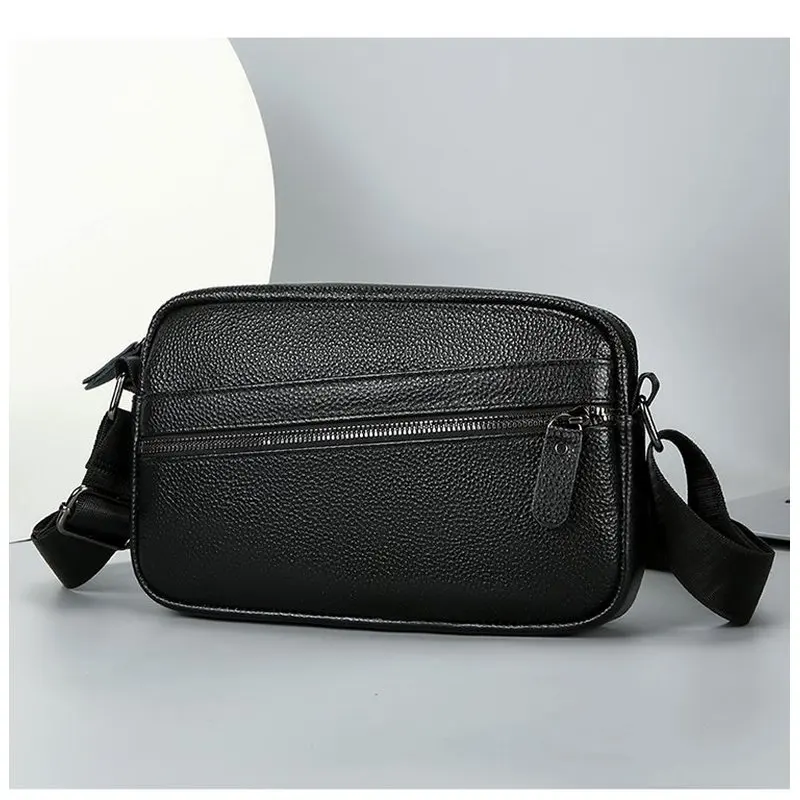 Luxury Leisure Genuine Leather Horizontal Shoulder Bags For Man Cowhide Cross Body Bags Men's Messenger Bags Small Bag For Men