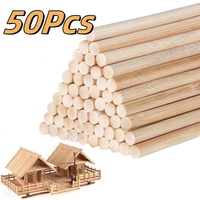 50Pcs Round Wooden Stick for Crafts Food Ice Lollies Model Making Cake Dowel DIY Durable Dowel Building Model Woodworking Tool