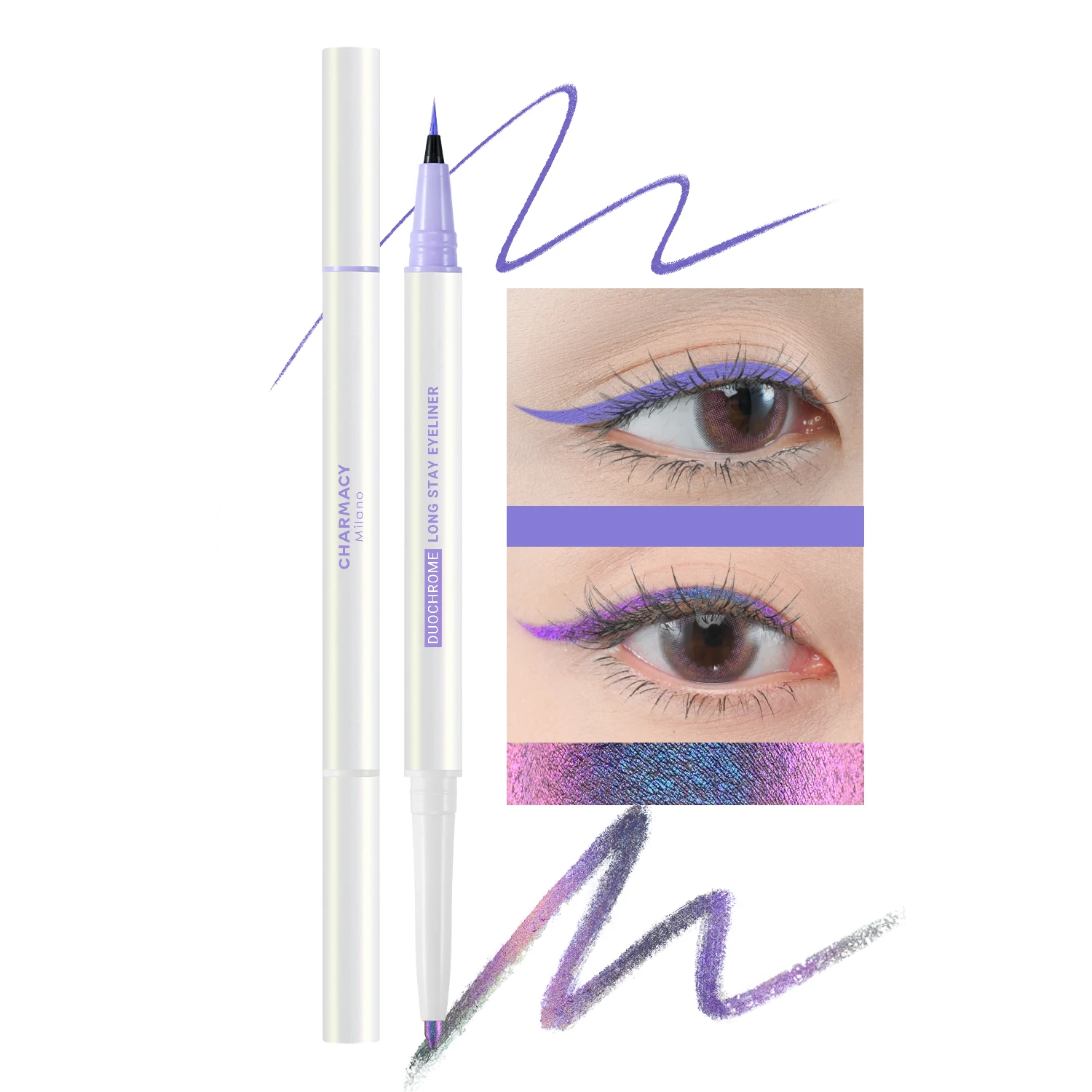 CHARMACY Double Head Eyeliner Gel Pencil Waterproof Eye Liner Shadow Long Lasting Cruelty-free Multichrome Profession Eye Makeup