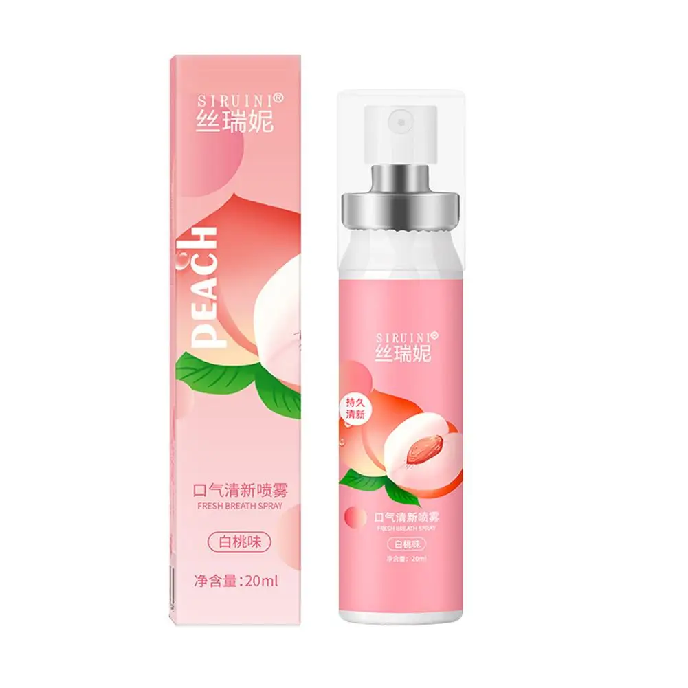 20ml Fresh Lasting Mouth Spray deodorante portatile alito fresco sapore deodorante uva orale cura della bocca pesca B8Y0