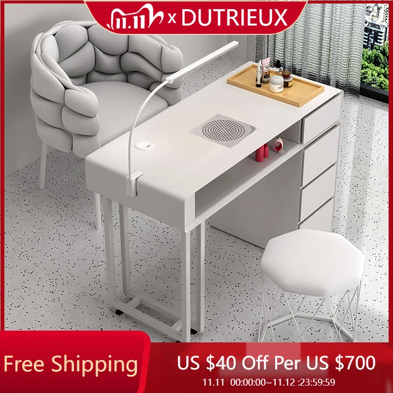 

Workstation Hand Nail Desk Mobile White Easy Clean Waterproof Nail Desk Reception Minimalist Simple Wood Nageltisch Furniture