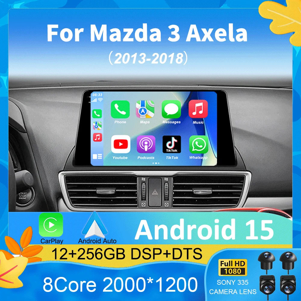 

Автомобильный радиоприемник Android 15 для Mazda 3 Axela 2013-2018 Мультимедийный видеоплеер Стерео Авторадио Carplay GPS-навигация 5G WIFI DSP
