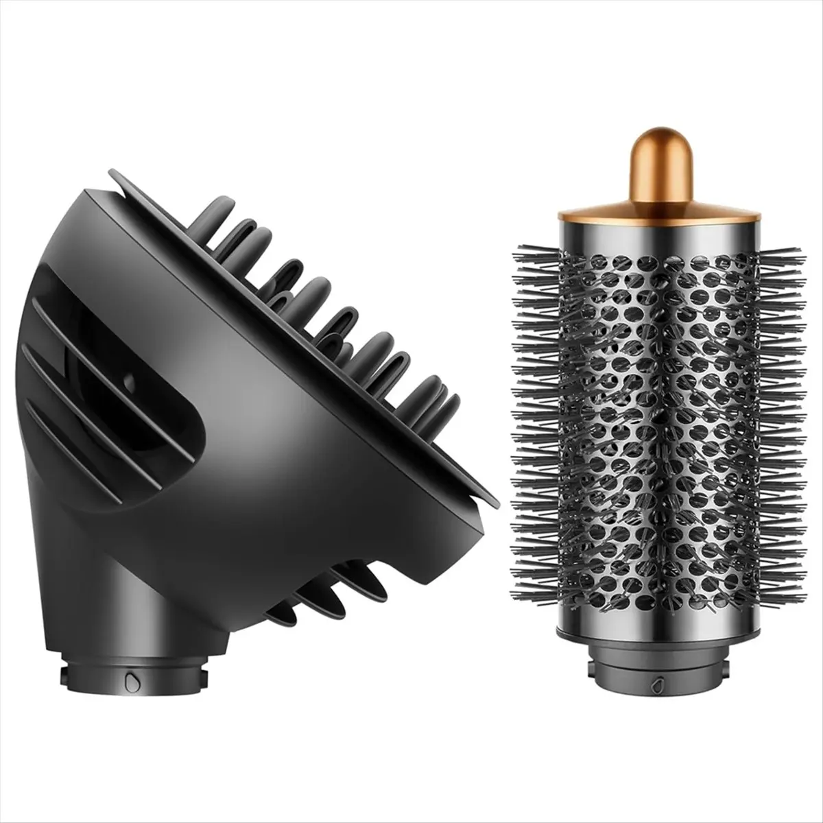 A20M Wave Curl Diffuser Black and Large Round Brush Attachment for to Enhance Curl Definition Control Wavy