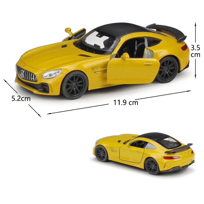 1/36 Mercedes-Benz AMG GTR Super Sport Toy Car Model WELLY Diecast Metal Vehicle Miniature Pull Back Collection Gift For Kid Boy