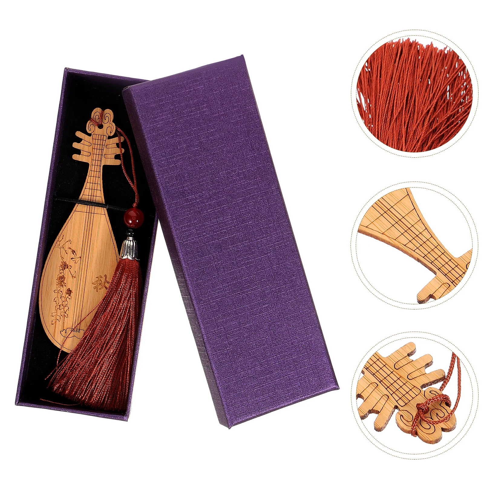 

Pipa Shape Wooden Bookmark Fine Craftsmanship Musical Instrument Page Marker for Kids Adults Vintage Style Reading Accessory