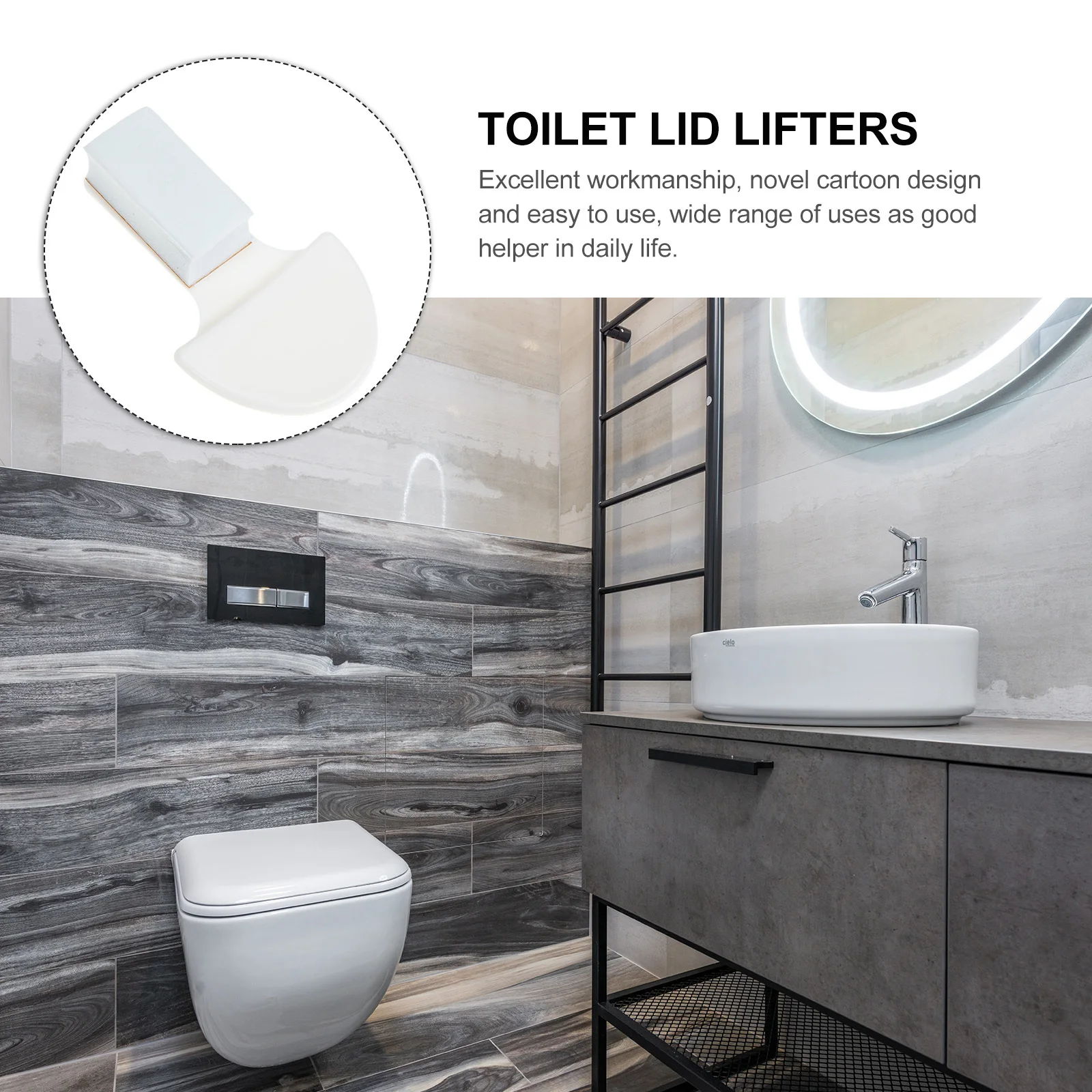 6 قطع رافع لمقعد المرحاض، صنعة ممتازة، تصميم بسيط، استخدام واسع كأساسيات الحمام المساعدة للحياة اليومية بدون استخدام اليدين